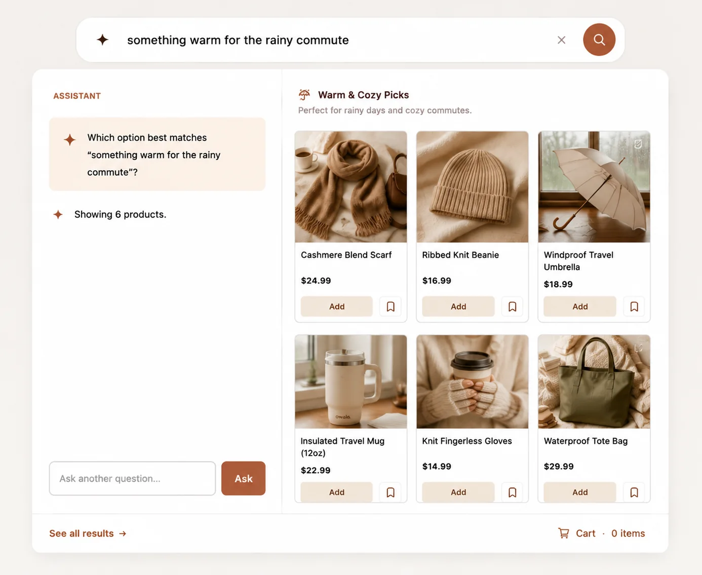 Intent based search preview